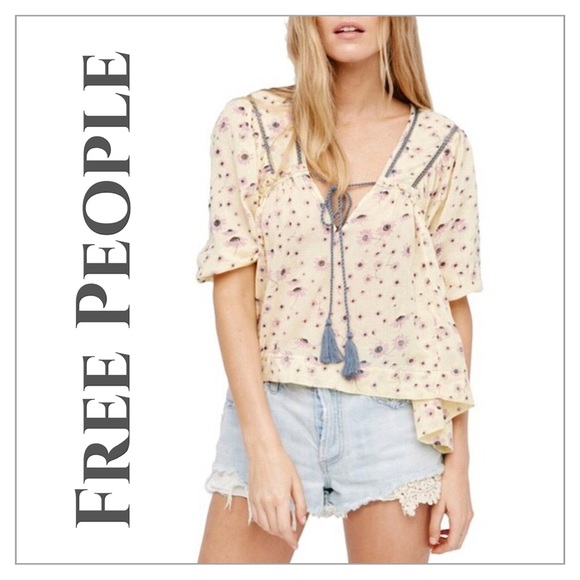 Free People Tops - 🚫FINAL🚫 Free People Lemon Peasant Blouse